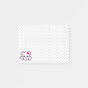 Kawaii Pink Ribbon Skull Sticky Note Cards Post-it Klebezettel