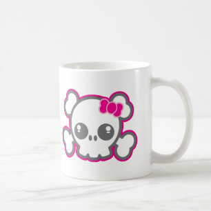 Kawaii Pink Ribbon Skull Tasse