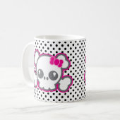 Kawaii Pink Ribbon Skull Tasse (Vorderseite Links)