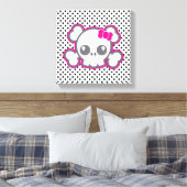 Kawaii Pink Ribbon Skull Wrapped Canvas Leinwanddruck (Insitu (Schlafzimmer))