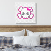Kawaii Pink Ribbon Skull Wrapped Canvas Leinwanddruck (Insitu (Schlafzimmer))