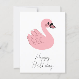 Kawaii Pink Swan - Niedlicher Cartoon Tierdesign Postkarte