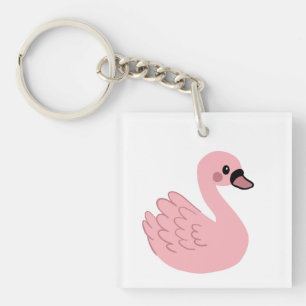 Kawaii Pink Swan - Niedlicher Cartoon Tierdesign Schlüsselanhänger