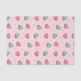 Kawaii Pink Valentine's Day Heart Doodle Muster Seidenpapier
