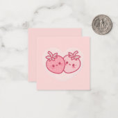 Kawaii Pink Valentines Erdbeeren Mitteilungskarte (Vorderseite/Rückseite Beispiel)