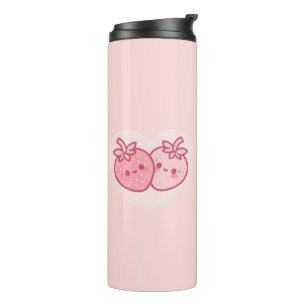 Kawaii Pink Valentines Erdbeeren Thermosbecher