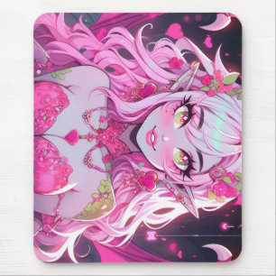 Kawaii Pinkcore Fantasy Demon Anime Girl Mousepad