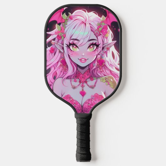 Kawaii Pinkcore Fantasy Demon Anime Girl Pickleball Schläger (Vorderseite)