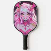 Kawaii Pinkcore Fantasy Demon Anime Girl Pickleball Schläger (Rückseite)