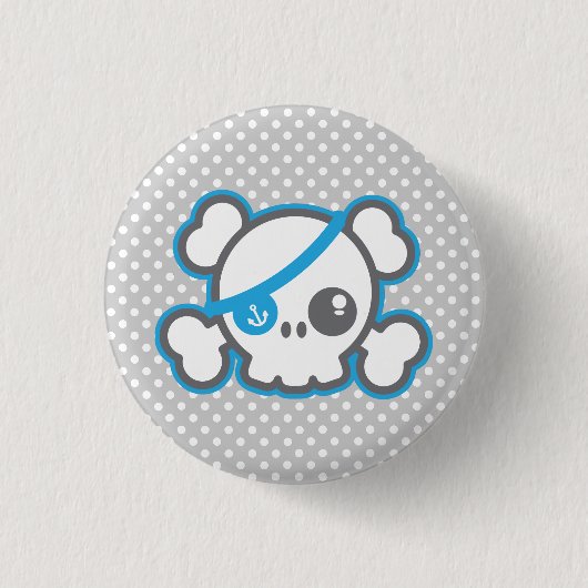 Kawaii Pirate Skull Button (Vorderseite)