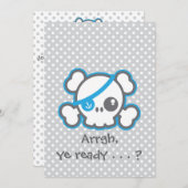 Kawaii Pirate Skull Halloween-Party Einladung (Vorne/Hinten)