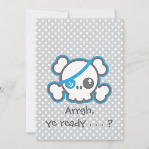 Kawaii Pirate Skull Halloween-Party Einladung