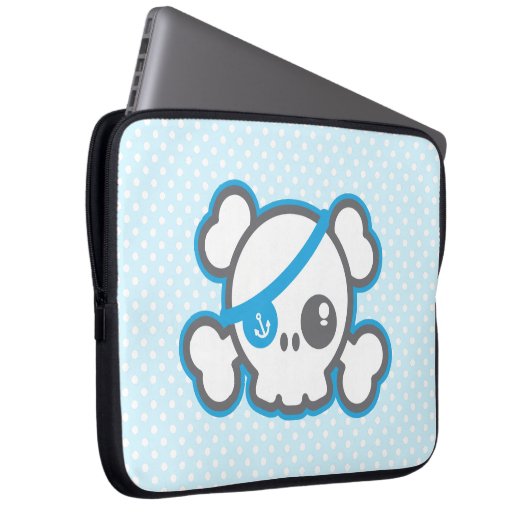 Kawaii Pirate Skull Laptop Sleeve (Vorne Rechts)