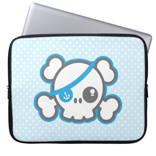 Kawaii Pirate Skull Laptop Sleeve (Vorderseite)