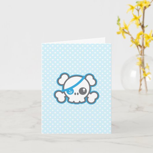 Kawaii Pirate Skull Note Card Karte (Gelbe Blume)