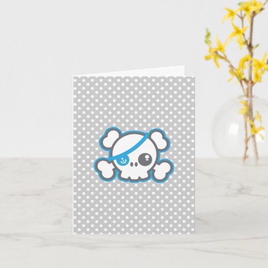 Kawaii Pirate Skull Note Card Karte (Gelbe Blume)