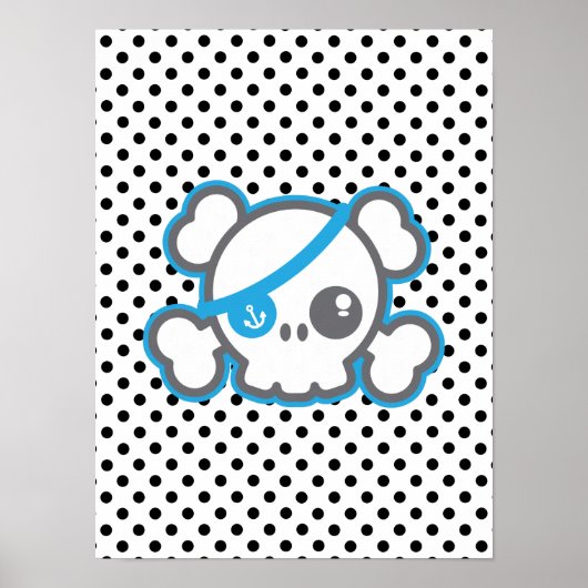 Kawaii Pirate Skull Poster Print (Vorne)