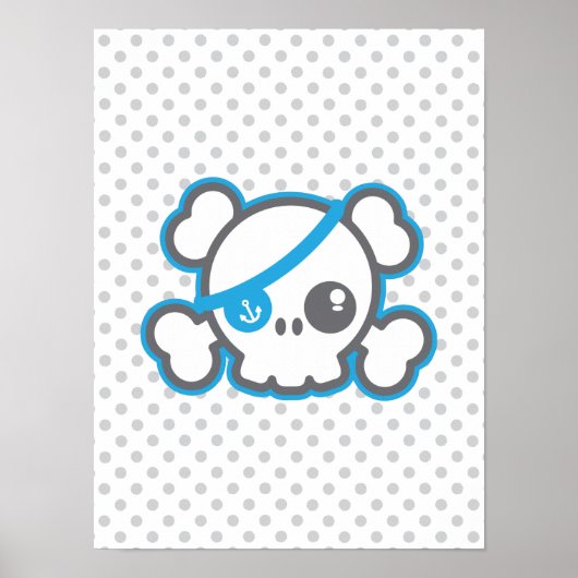 Kawaii Pirate Skull Poster Print (Vorne)