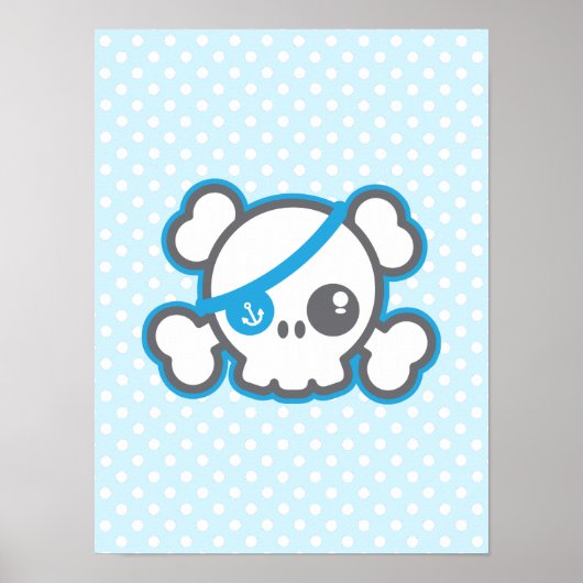 Kawaii Pirate Skull Poster Print (Vorne)