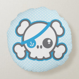 Kawaii Pirate Skull Round Pillow Rundes Kissen
