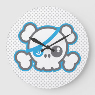 Kawaii Pirate Skull Wall Clock Große Wanduhr
