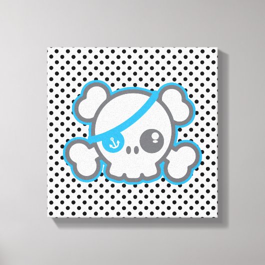Kawaii Pirate Skull Wrapped Canvas Leinwanddruck (Vorderseite)
