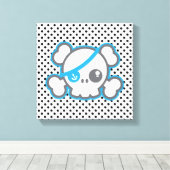 Kawaii Pirate Skull Wrapped Canvas Leinwanddruck (Insitu (Holzboden))