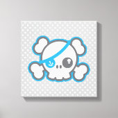 Kawaii Pirate Skull Wrapped Canvas Leinwanddruck (Vorderseite)