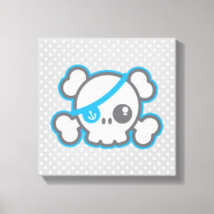 Kawaii Pirate Skull Wrapped Canvas Leinwanddruck