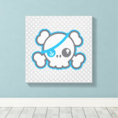 Kawaii Pirate Skull Wrapped Canvas Leinwanddruck (Insitu (Holzboden))