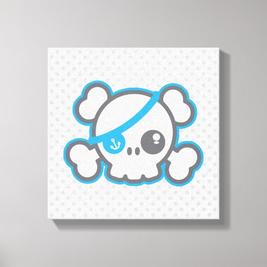 Kawaii Pirate Skull Wrapped Canvas Leinwanddruck (Vorderseite)