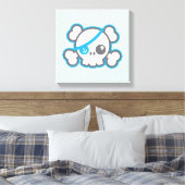 Kawaii Pirate Skull Wrapped Canvas Leinwanddruck (Insitu (Schlafzimmer))