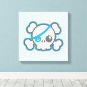 Kawaii Pirate Skull Wrapped Canvas Leinwanddruck (Insitu (Holzboden))