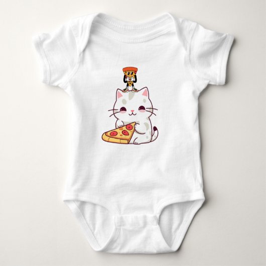 Kawaii Pizza Cat & Little Pizza Buddy Funny Graphi Baby Strampler (Vorderseite)