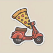 Kawaii Pizza Delivery Scooter Sticker (Vorderseite)
