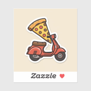Kawaii-Pizzalieferroller-Aufkleber Aufkleber