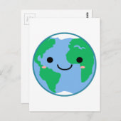 Kawaii Planet Erde Postkarte (Vorne/Hinten)