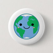 Kawaii Planeten-Erde Button (Vorderseite)
