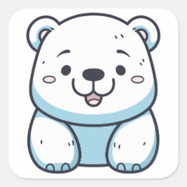 Kawaii Polar Bear Graphic Design Quadratischer Aufkleber