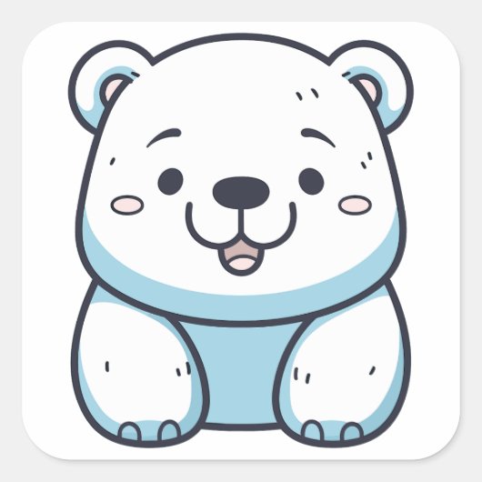 Kawaii Polar Bear Graphic Design Quadratischer Aufkleber (Vorderseite)