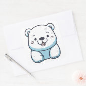 Kawaii Polar Bear Graphic Design Quadratischer Aufkleber (Umschlag)