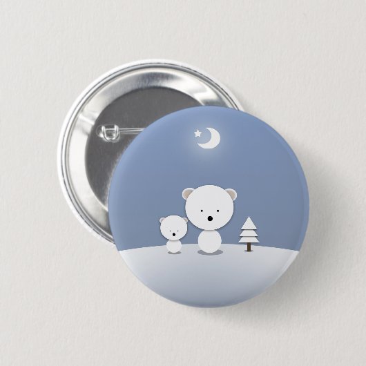 Kawaii Polar Bears Holiday Button Niedlich! (Vorne & Hinten)