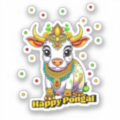Kawaii Pongal dekorierte Kuh Aufkleber (Vorderseite)