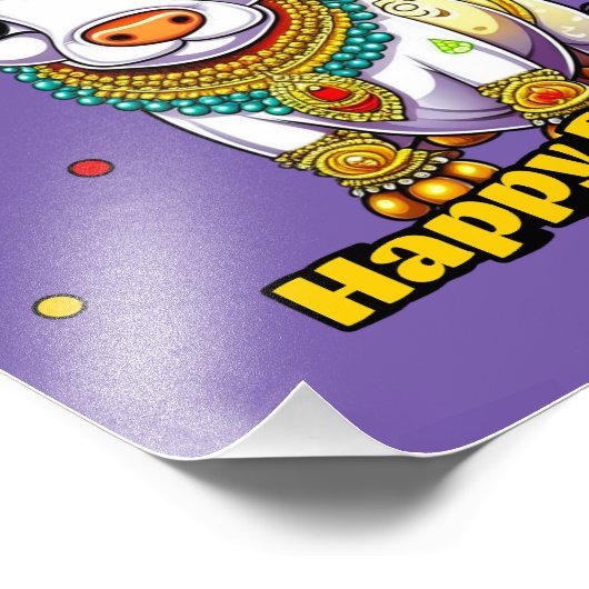 Kawaii Pongal dekorierte Kuh Fotodruck (Ecke)