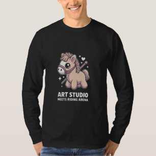 Kawaii Pony Kunststudio trifft Reitplatz Pferd T-Shirt