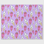 Kawaii Popsicle Ice Creme Cone Wrapping Paper Geschenkpapier (Flach)