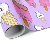 Kawaii Popsicle Ice Creme Cone Wrapping Paper Geschenkpapier (Rolleneckpunkt)