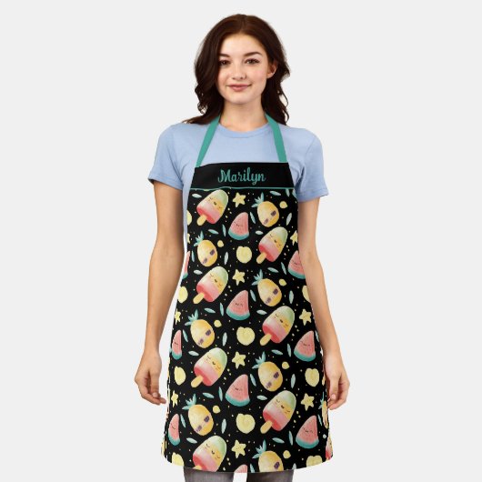 Kawaii Popsicle Watermelon Ananas Design Schürze (Getragen)