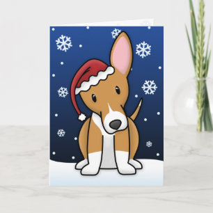 Kawaii Portugiesische Podengo Weihnachtskarte Feiertagskarte