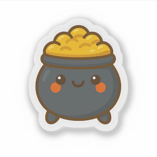 Kawaii Pot of Gold Aufkleber (Vorderseite)